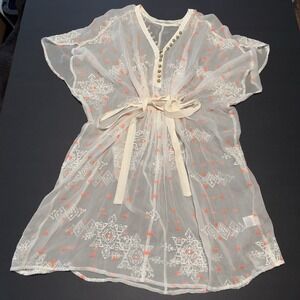 Twelfth Street by Cynthia Vincent Womens Sheer Wrap Orange Embroidery Silk Small